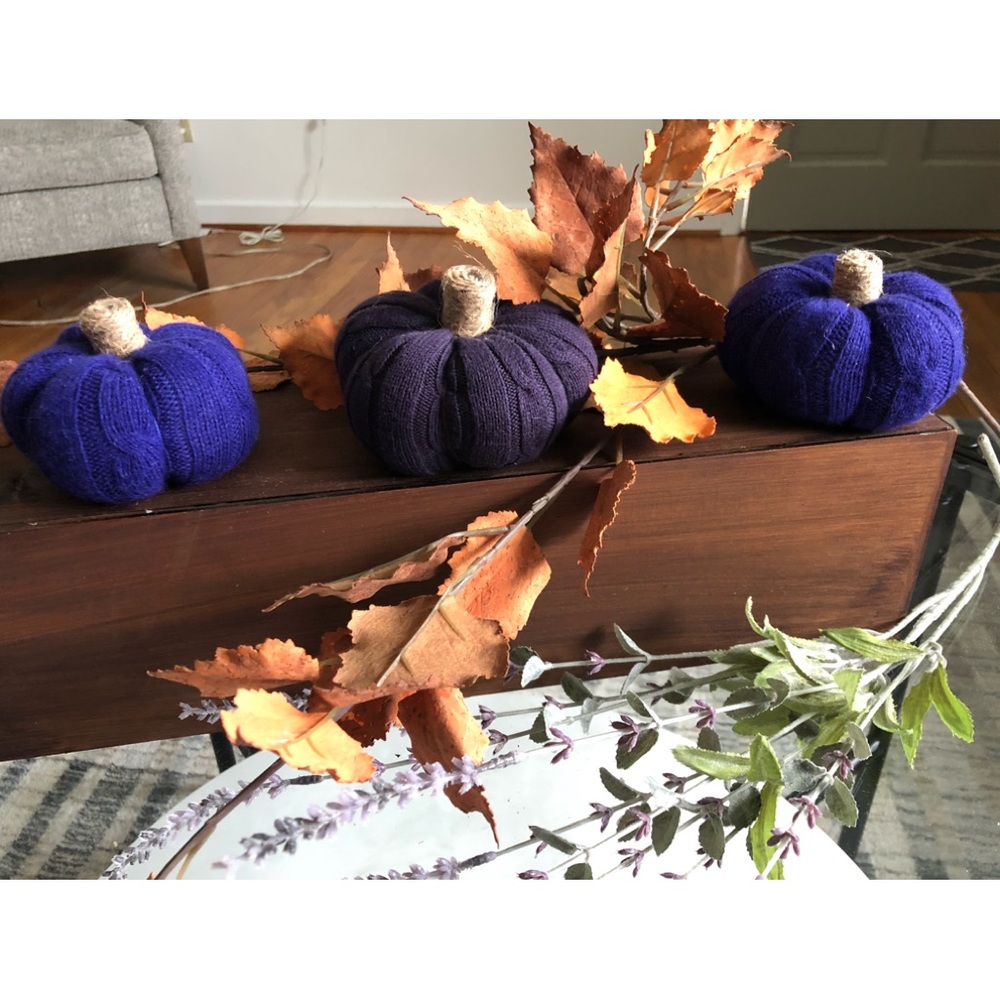 Homemade Sweater Pumpkins in Purple